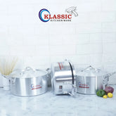 Klassic Aluminium Steel Smart Cooking Pots Set - Premium Cookware for Gas and Electric Stove, Easy to Clean, Durable - Klassic Kitchenware UK